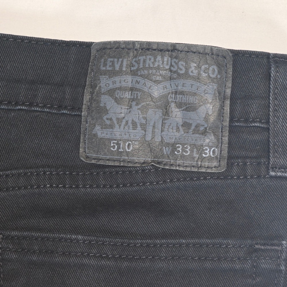 Levis 510 Skinny Fit Black Jeans Mens 33x30 Stretch Denim 05510-4173 - Picture 8 of 16